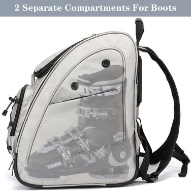 Чохол для лижних черевиків з рюкзачними лямками, рюкзак для лиж/сноуборду, сірий