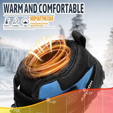 Зимові черевики Littleplum для хлопчиків: теплі, з підкладкою, для прогулянок та хайкінгу, розмір 36 EU, чорно-сині