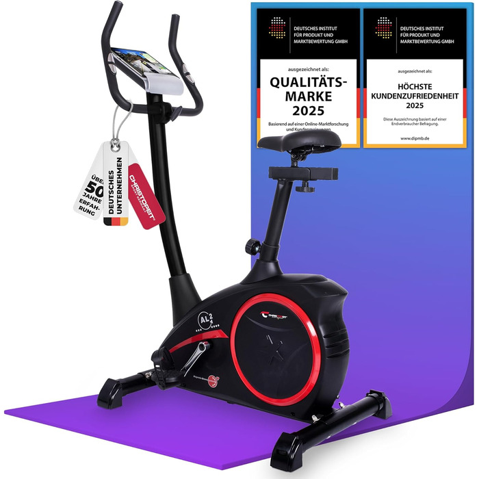 Велотренажер Christopeit AL 2 / AL 2 S, до 150 кг, 24 рівні опору, магнітна система гальмування 9 кг, тихий, Soft-Touch комп'ютер AL 2 S Digital, чорний