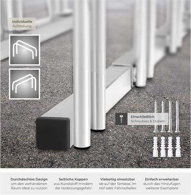 Підставка для велосипедів tectake® - для 4 велосипедів, електровелосипедів, гараж, підлога, стіна