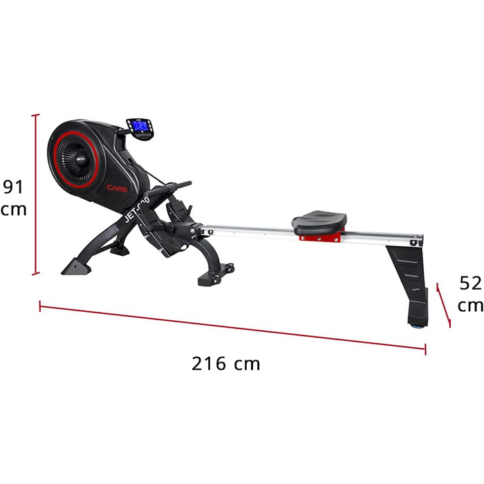 Гребний тренажер Care Fitness Jet 600-2 Care Connect, складаний, чорний, універсальний розмір