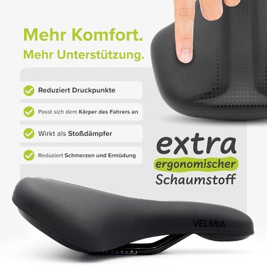 VELMIA Велосипедне сідло 100% Водонепроникне, безшовне та ергономічне - комфортне сідло для чоловіків та жінок, ідеальне для електровелосипедів, трекінгу та міських поїздок, а також гірських велосипедів