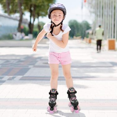 Роликові ковзани для дітей Nattork, 4 розміри, регульовані, світлові ролики, для дому та вулиці, EU 35-38, рожеві