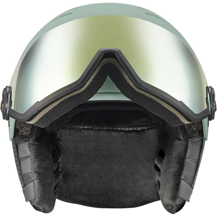 Лижний шолом Uvex Wanted Visor для жінок і чоловіків, міцний, з візором, зелений матовий, розмір 54-58 см