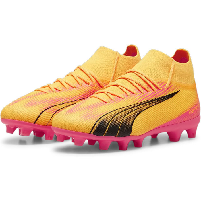 Дитячі футбольні бутси PUMA Ultra Pro FG/AG Jr для гри на траві та штучному покритті, 35 EU, Sun Stream (чорний, помаранчевий, рожевий)