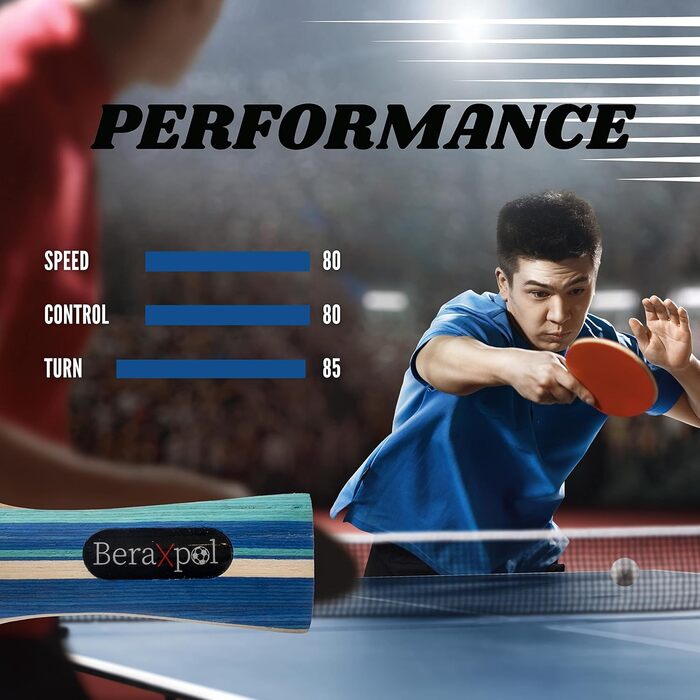 BERAXPOL Набір для настільного тенісу Premium, портативний, все в одному | М'ячики, сітка, сумка | Для сім'ї, подарунок