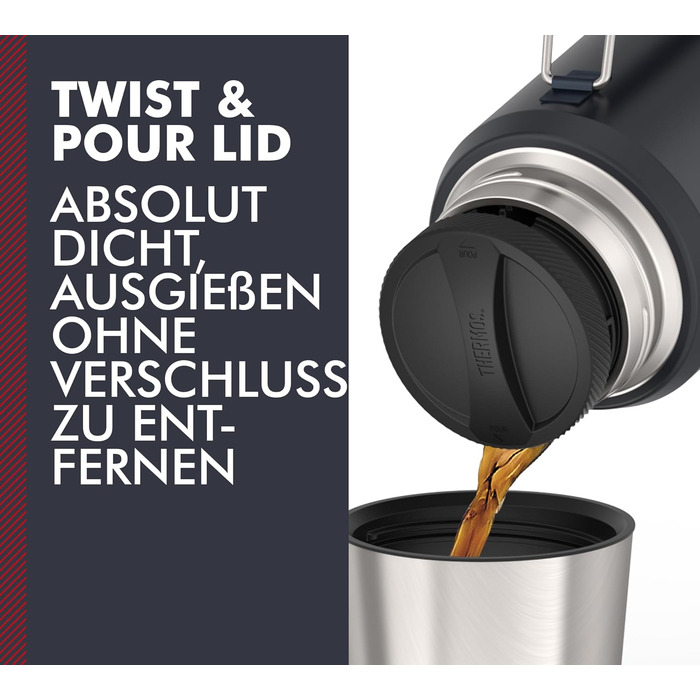 Термос Thermos Icon 1,2 л графітовий, ізольована пляшка з чашкою, тримає тепло/холод 24 години, BPA-free, для напоїв, зручна ручка, придатний для миття в посудомийці