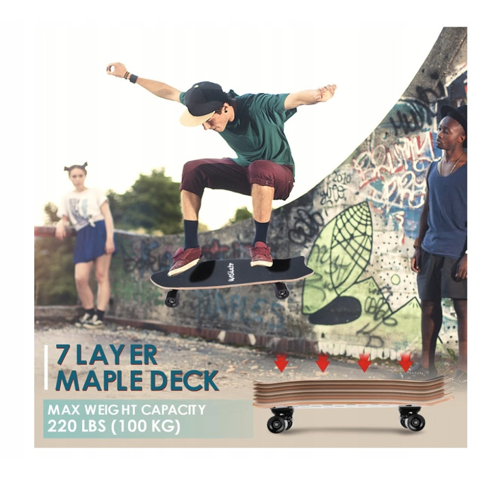 Круїзер-скейтборд Hikole 27 × 8 | Підшипники ABEC-11, універсальна модель