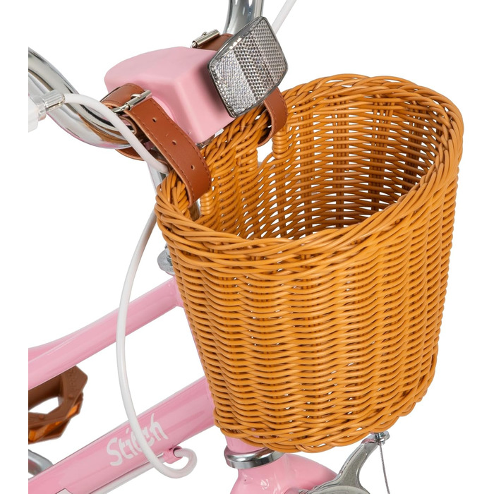 Дитяче велосипед Stitch 16 дюймів рожевий з кошиком та підставкою (3-11 років)