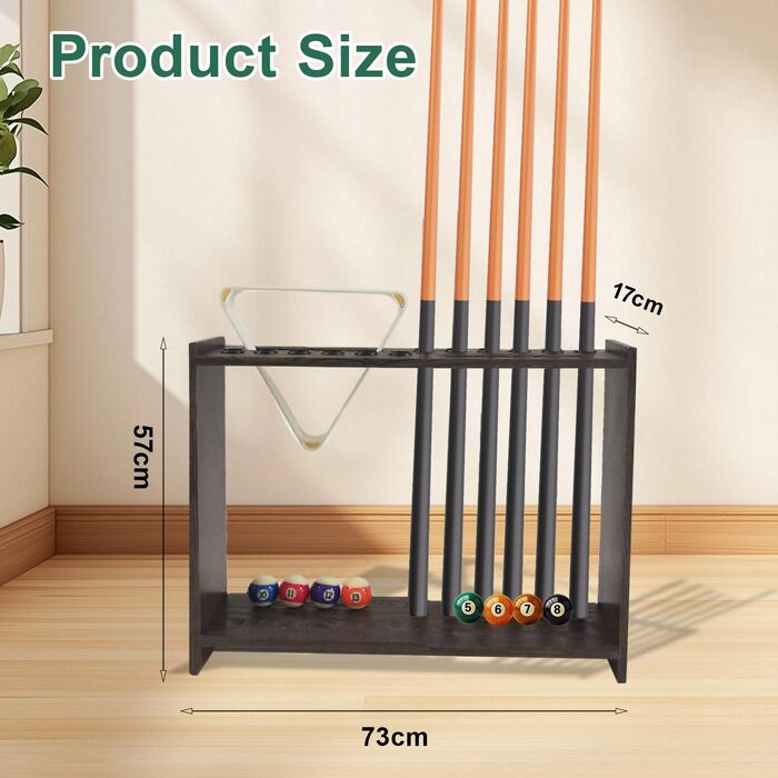 Стенд для київ для більярдних київ, куль та тримачів, дерев'яний, на 16 київ, 8 куль, 2 тримачі, для більярдного залу, клубу