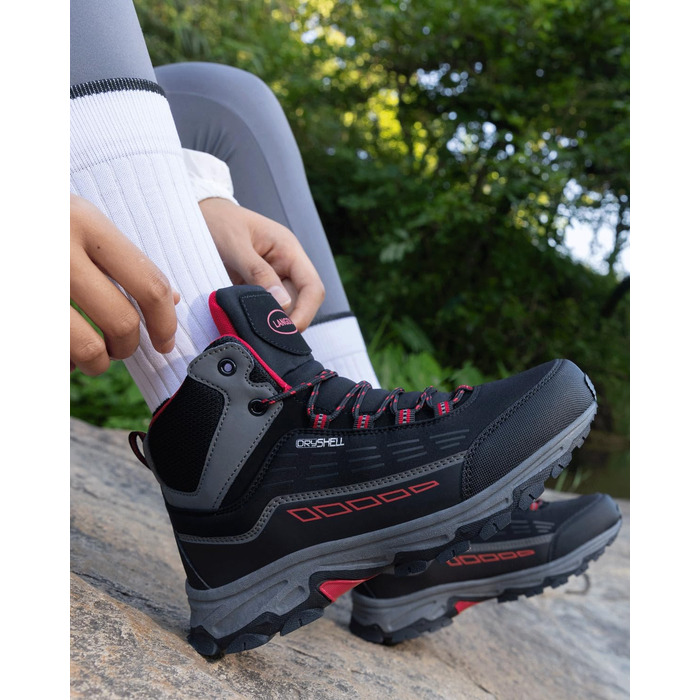 Туфлі для хайкінгу/трекінгу чоловічі та жіночі, водонепроникні, легкі, 37-46 EU, чорно-червоні, середньої висоти