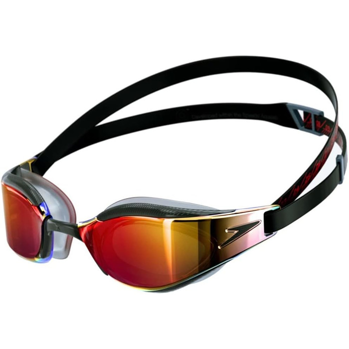Окуляри для плавання Speedo Fastskin Hyper Elite для дорослих, дзеркальні, унісекс, чорний/сірий/золотий