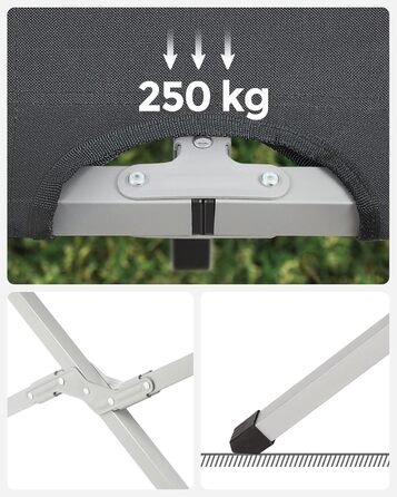 Кемпінгове ліжко SONGMICS, TÜV Rheinland, 260 кг, 210x72x45 см, чорне