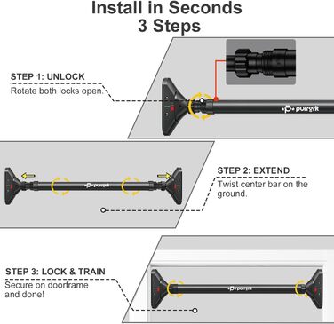 Кімнатна турнік для дверей Klimmzugstange, 74-95 см, для домашніх тренувань, з м'якими ручками