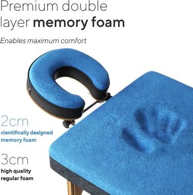 Складаний масажний стіл Luxton Home з 3 секціями з піни Memory Foam, регульована висота, переносна сумка, підголівник