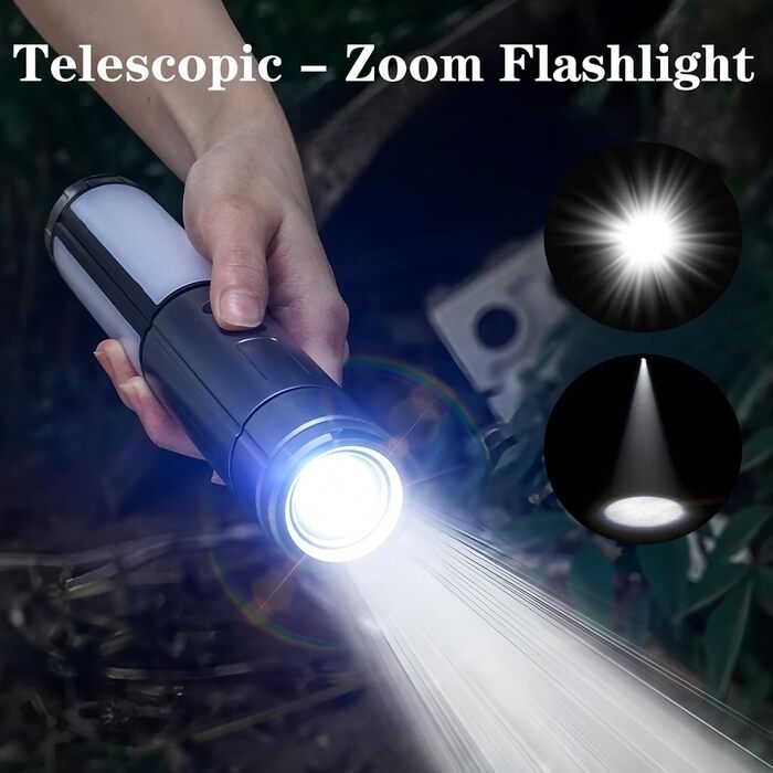 Ліхтар кемпінговий Gerbala 3000mAh з телескопом, LED, багатофункціональний, з гачком, 3 режими, для кемпінгу та піших прогулянок