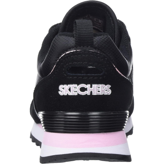 Кросівки жіночі Skechers Og 85 Step N Fly чорного кольору з замші, сітки та Duraleather, рожева окантовка, 35.5 EU