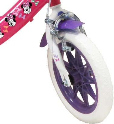 Дитячий велосипед 12 дюймів Disney Minnie Mouse з кошиком, тримачем для ляльки, гальмом, захисним щитком і шоломом, рожевий, для дівчаток