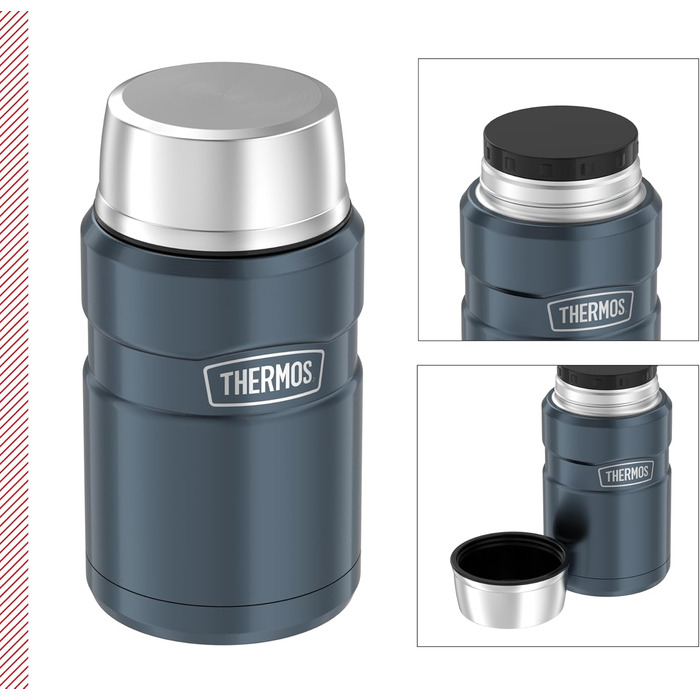 Термос STAINLESS KING для їжі, 0,47л, нержавіюча сталь, чорний матовий, з ложкою, BPA-free