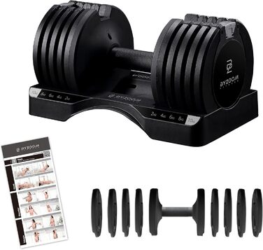 Регульована гантеля BYZOOM FITNESS 10 кг, 5-в-1, для дому та силових тренувань