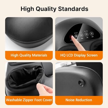 Масажер для ніг з підігрівом, електричний, 3D-кнесінг, роликовий та повітряна компресія, для зняття втоми, подарунок для чоловіків/жінок, чорний