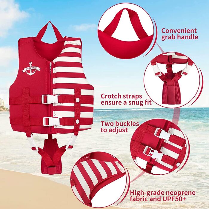 Спасальний жилет Kinder Schwimmweste для дітей 4-6 років, червоний, неопрен, для плавання, модель Schwimmjacke