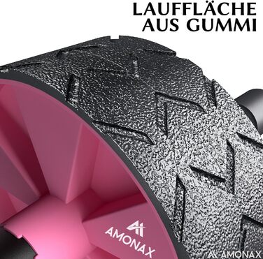 Ролик для пресу Amonax, тренажер для живота, колісо для пресу з килимком для колін, для чоловіків та жінок, тренування пресу (Рожевий)