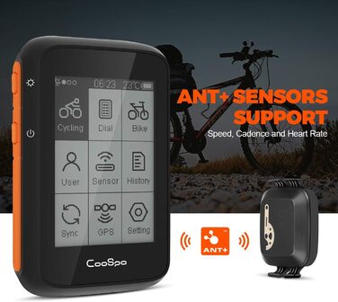 Велокомп'ютер COOSPO BC200 GPS Bluetooth 5.0 ANT+ з LCD екраном 2.4