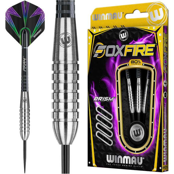 Дротики Winmau Foxfire Profi з вольфраму для дартсу, сталевий наконечник, комплект з перами та держателями