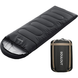 Спальний мішок 3-4 сезони: теплий, легкий, водонепроникний, для дорослих та дітей. Підходить для кемпінгу, трекінгу, хайкінгу (M, темно-сірий)