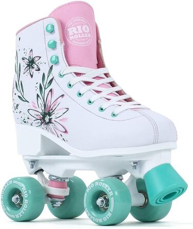 Ролики для хлопчиків Rio Roller Flora Artist 4 колеса, білі з квітами (35.5)