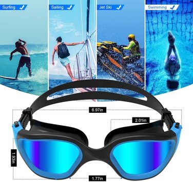 Окуляри для плавання ZIONOR G1 з поляризацією, унісекс, дорослі, жіночі, антизапітніння, 100% захист від УФ-променів, чорно-блакитні
