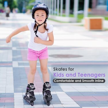 Інлайнерожі TOSHOO, ролики для дітей та дорослих, LED-колеса, регульовані розміри, ролики для катання, ролики для дівчаток та хлопчиків (S, фіолетовий)