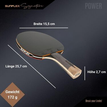 Sunflex ITTF сертифікована професійна ракетка для настільного тенісу Signature Line з високоякісної деревини, турнірне покриття, для досвідчених гравців, у магнітній коробці