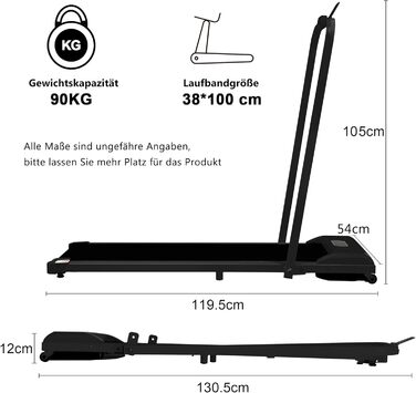 Біговий тренажер Merax MS304438AAB: Компактний біговий килимок з LED-дисплеєм для дому та офісу