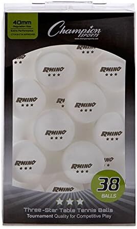 Champion Sports: Набір тенісних м'ячів для настільного тенісу, 3 зірки, білі, 38 шт.