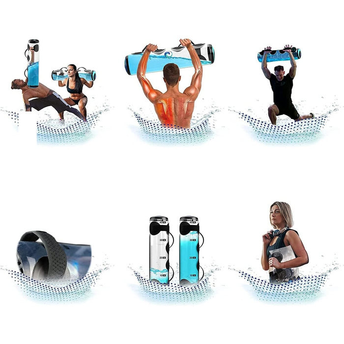 MuscleForge® Аквабег для тренувань з водою 15/20/25/30 кг, мішок для стабілізаційного та силового тренінгу, регульована вага до 25 кг