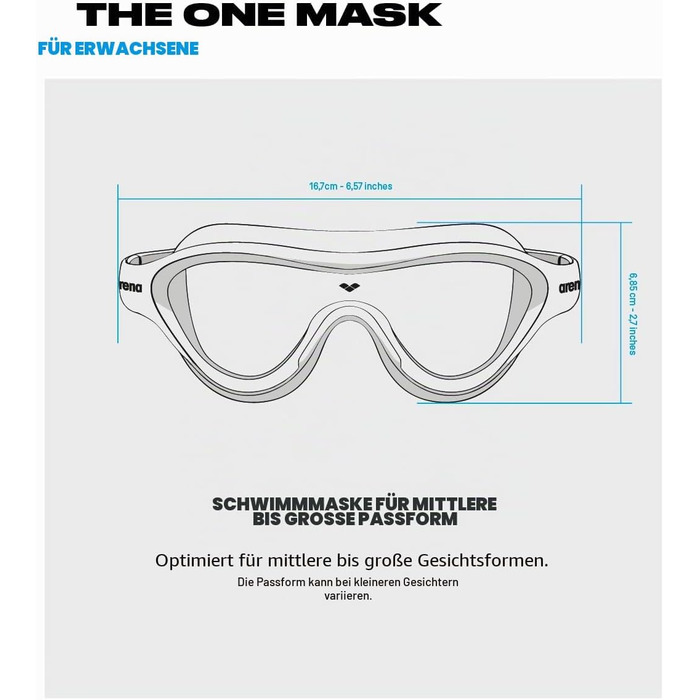 Маска для снорклінгу Arena The One Unisex NS Blau (1 шт.)