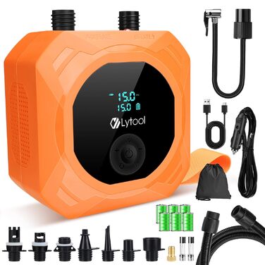Електричний акумуляторний насос для SUP Lytool 50 PSI, компресор 12V DC та Type-C з функцією автостопу та LED-підсвіткою для сапбордів, човнів, каяків та кайтсерфінгу