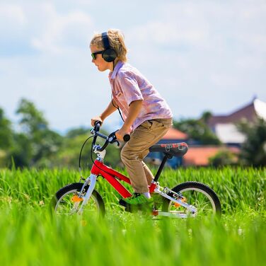Дитячий велосипедний сидіння – м'яке та водонепроникне, з антиковзким покриттям, широке, Dual Shock для 12, 14, 16, 18, 20 дюймових велосипедів (чорний/червоний)