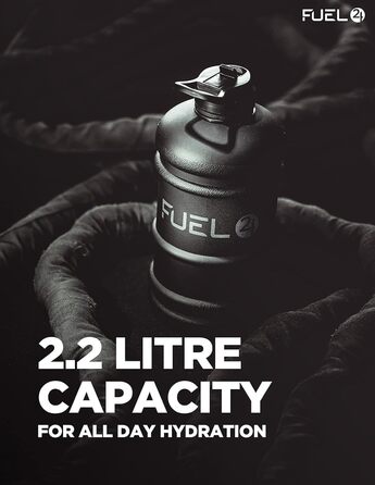 Fuel24 Кругла спортивна пляшка для води 2,2 л з носиком або трубочкою, міцний гнучкий матеріал, BPA-free, ударостійка