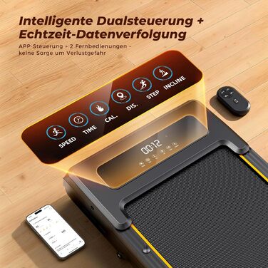 Walking Pad з регулюванням нахилу 12%, амортизація, біговий стіл з розумним додатком, двигун 2.5PS, для дому та офісу, пульт дистанційного керування та LED дисплей, 180 кг, автоматичний нахил та додаток