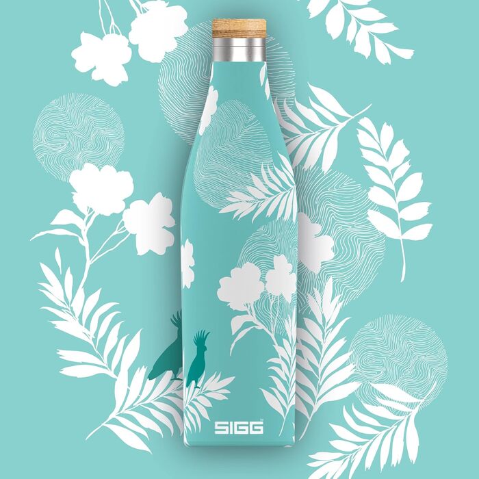Термос-бутилка SIGG Meridian 0,5 л Sumatra Birds, нержавійка, бамбукова кришка, ізольована, без BPA, герметична