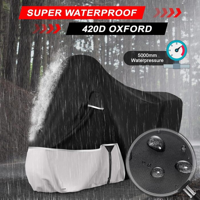 Водонепроникний чохол для мотоцикла Piaggio Vespa GTV GTS GT60/125/200/250/300 (з багажником) та MP3, 420D Oxford, водонепроникний