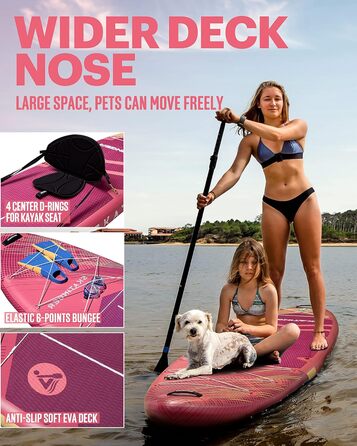 Надувне SUP-борд Skatinger для йоги та катання, 28.9 x 86.4 x 15.2 см, з рюкзаком 1600D, 6 D-кільцями та центральною американською плавником, метеоритний червоний