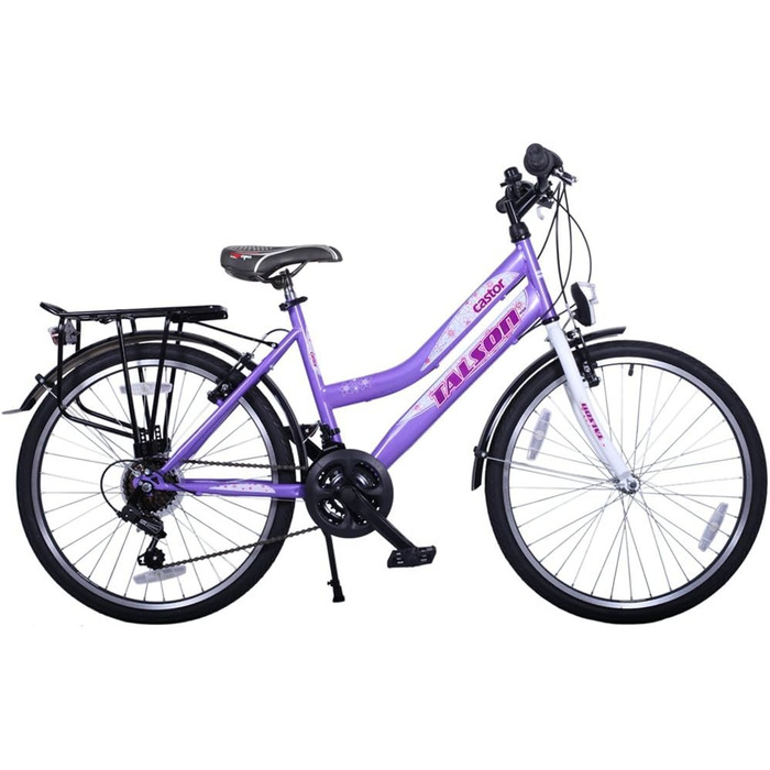 Дитячий велосипед Talson 24 дюйми, 21-швидкість Shimano, з підсвіткою, фіолетово-білий