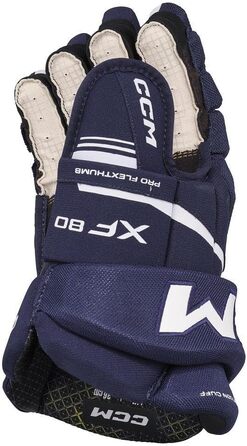CCM Tacks XF80 Junior Хокейні рукавички для дітей, розмір 12 дюймів, темно-синій/білий
