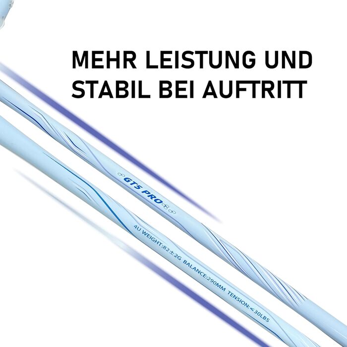 Ракетка для бадмінтону OGEENIER з графіту, легка, професійна, карбонова, з антиковзним грифом та сумкою (Блакитна)