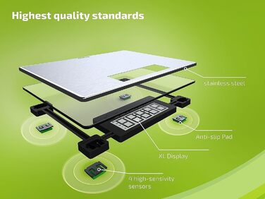 Електронна вага Soehnle Style Sense Safe 300 з великою LCD, нержавіюча сталь, антивідбиткова поверхня