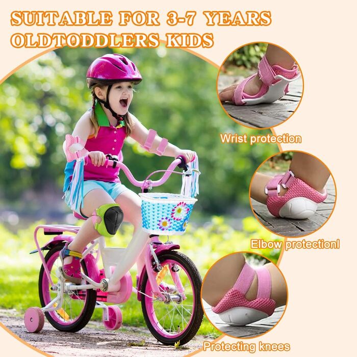 Набір наколінників Kinder 6 в 1: захист для колін, ліктів та зап'ясть. Підходить для скейтбордингу, роликів, самокатів та велосипедів (помаранчевий)